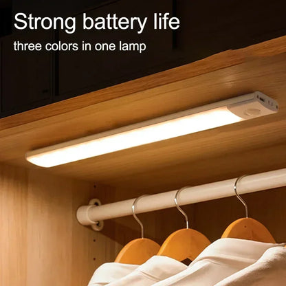 10-60cm Motion Sensor Under Cabinet Lights Wireless LED Night Light USB Rechargeable Ultra Thin Indoor Closet Kitchen Lighting